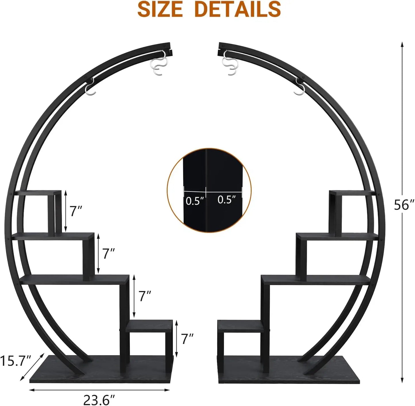 Set of 2 Half-Moon Plant Stands