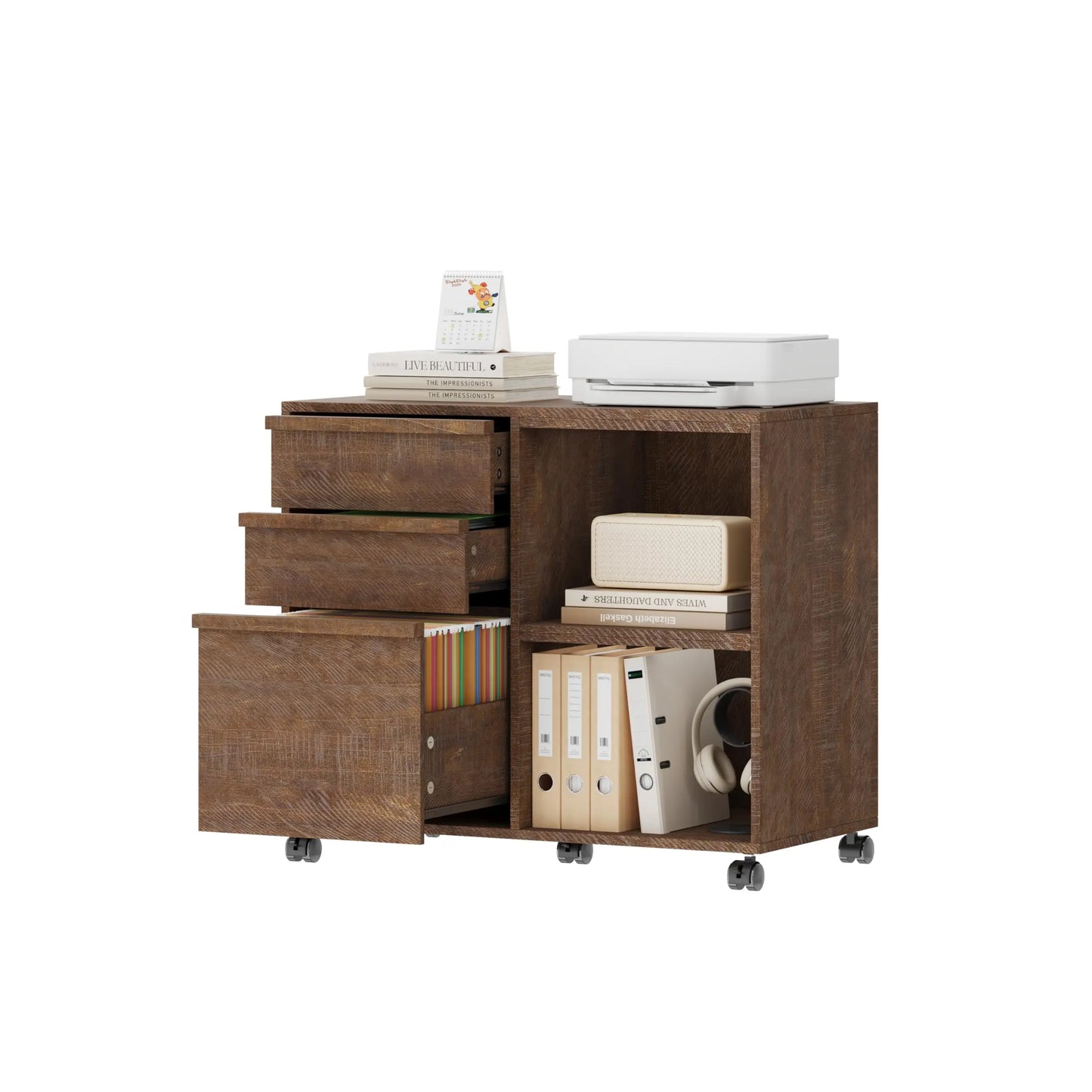 3-Drawer Rolling File Cabinet