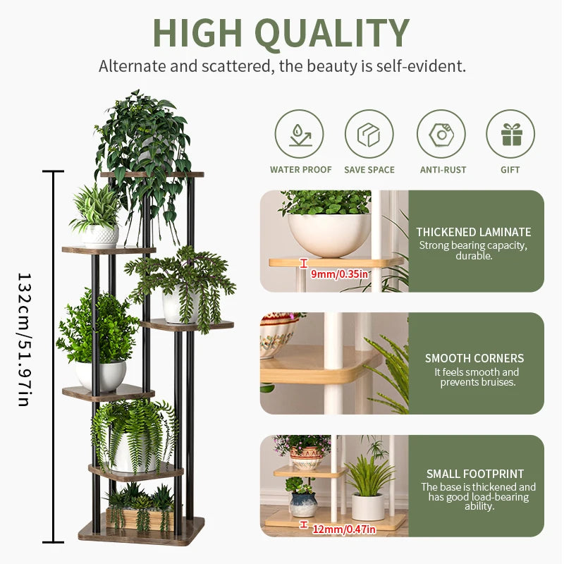 Multi-Tier Wooden Plant Stand