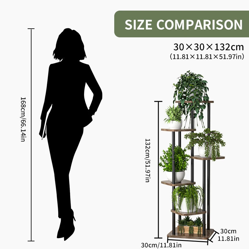 Multi-Tier Wooden Plant Stand