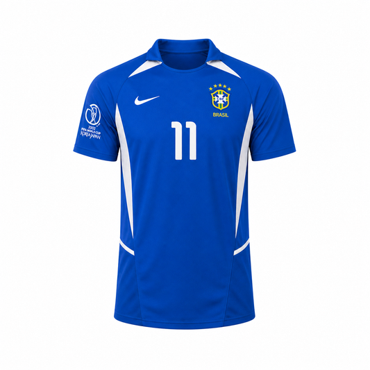 WearFlags Brazil 2002 World Cup Away Blue Retro Football Shirt