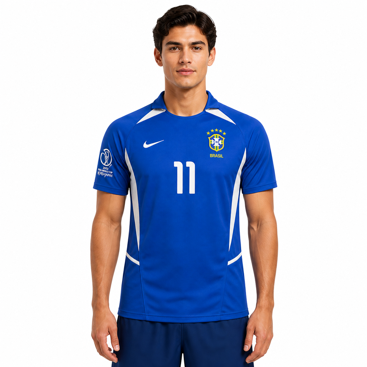 WearFlags Brazil 2002 World Cup Away Blue Retro Football Shirt