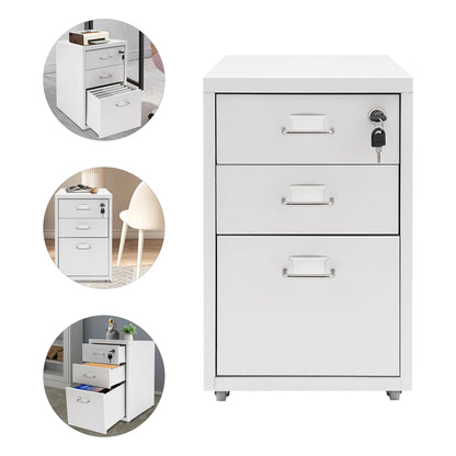 3-Tier Mobile Steel File Cabinet