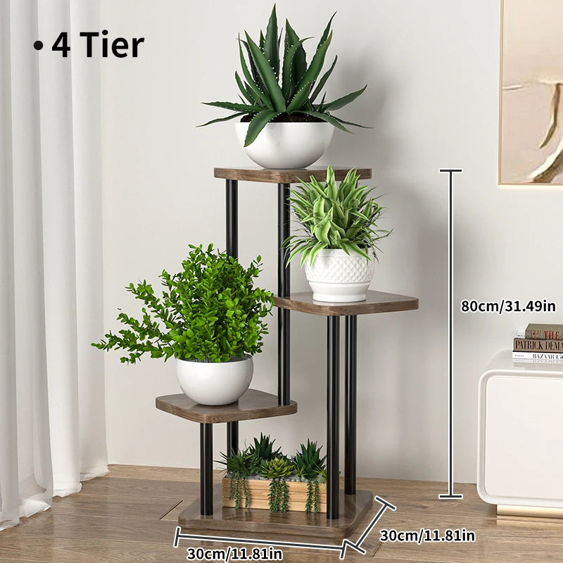 Multi-Tier Wooden Plant Stand