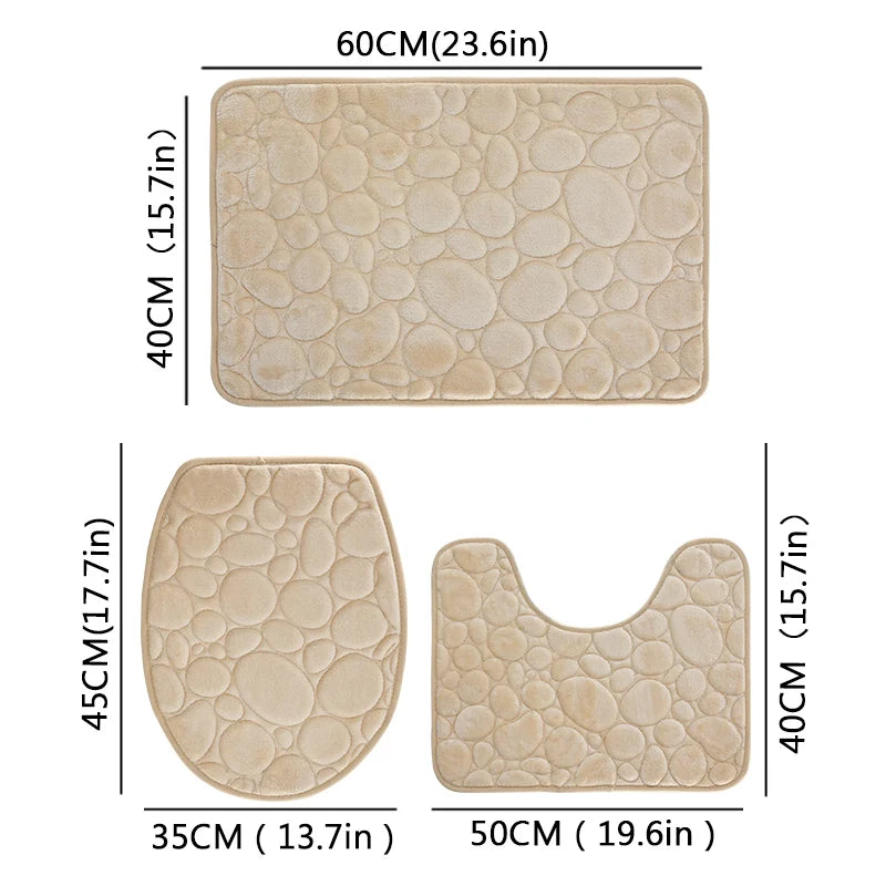 3-Piece Non-Slip Bathroom Mat Set