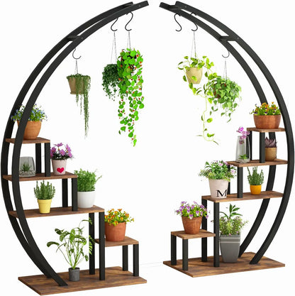 Set of 2 Half-Moon Plant Stands
