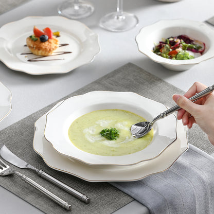 Golden Rim Porcelain Tableware Set
