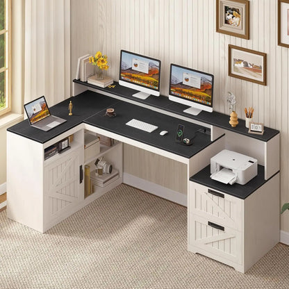 62-Inch Farmhouse L-Shaped Desk