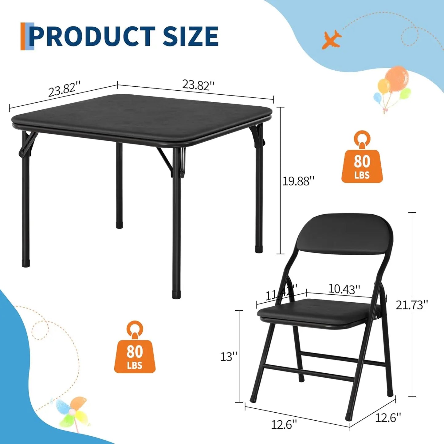 5-Piece Kids Folding Table & Chairs