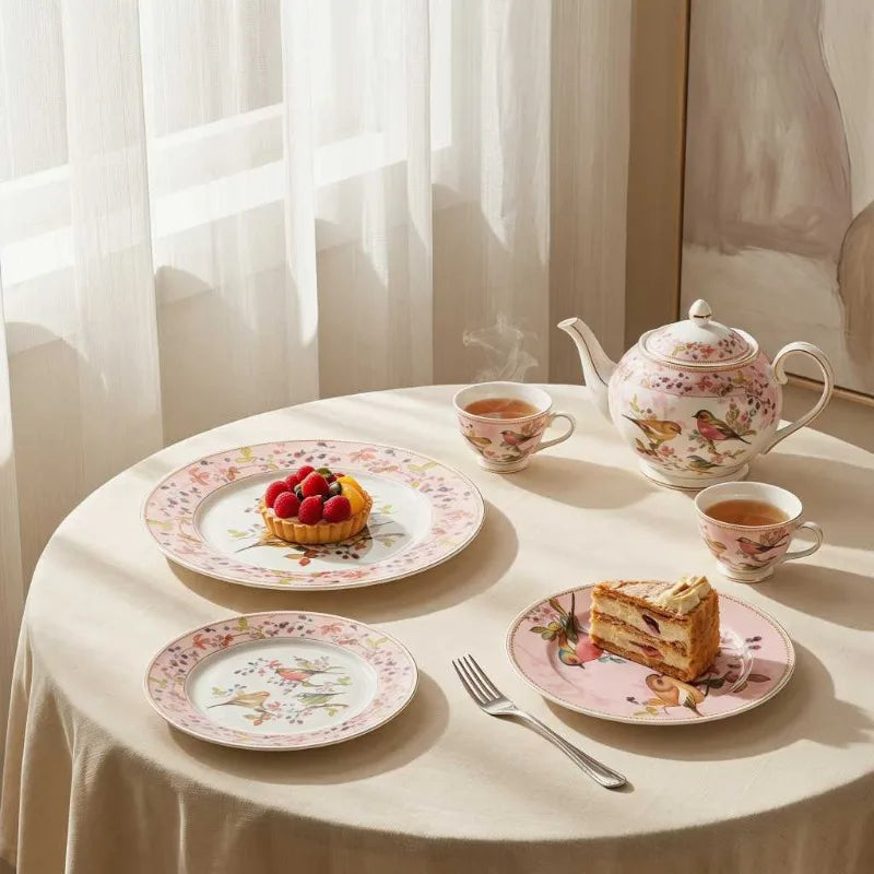 Hand-Painted Floral Ceramic Plate