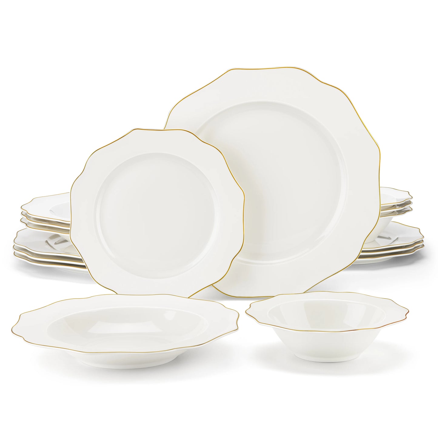 Golden Rim Porcelain Tableware Set