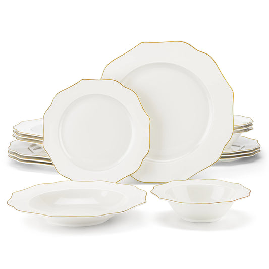 MALACASA Golden Rim Tableware Set