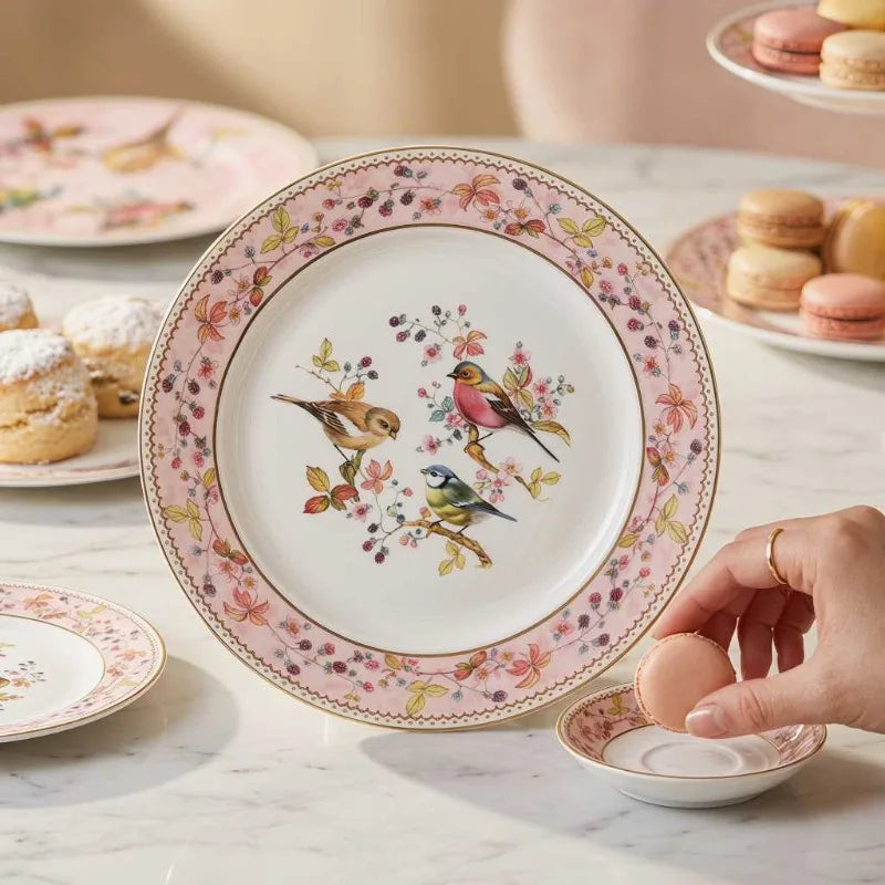 Hand-Painted Floral Ceramic Plate