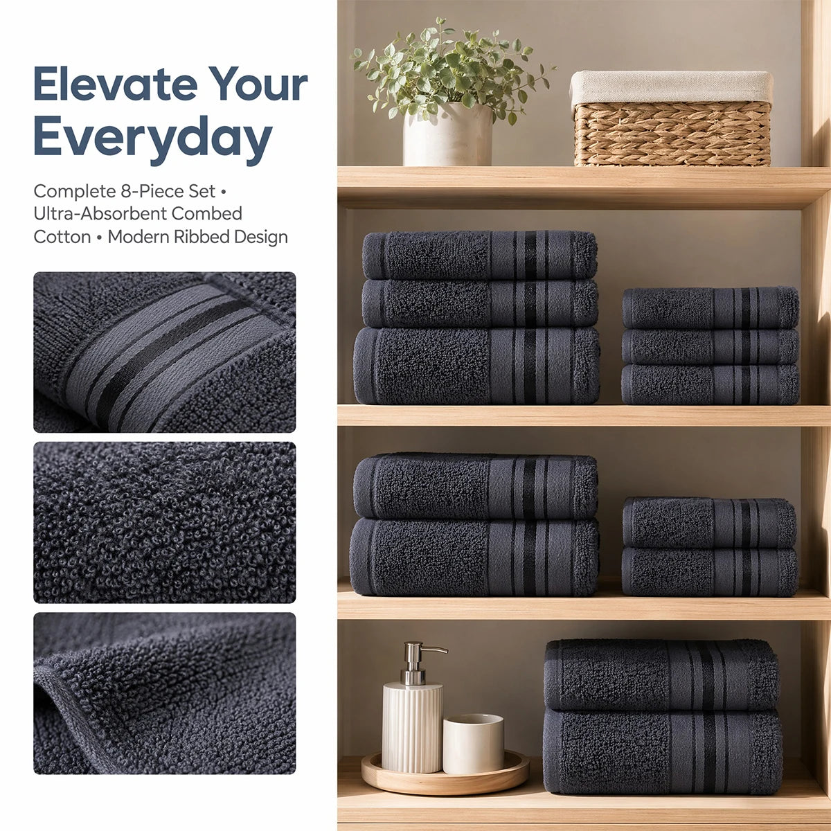 8-Piece Luxury Cotton Towel Set