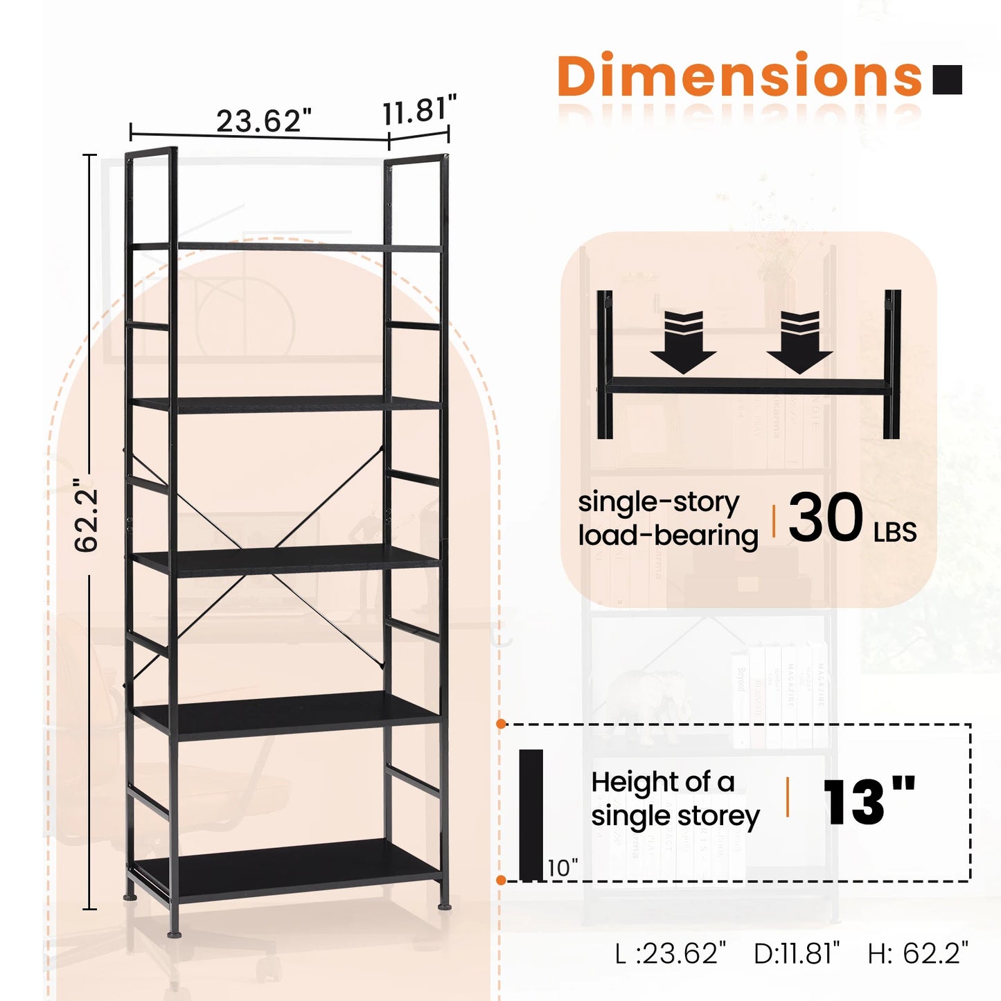5-Tier Modern Bookcase