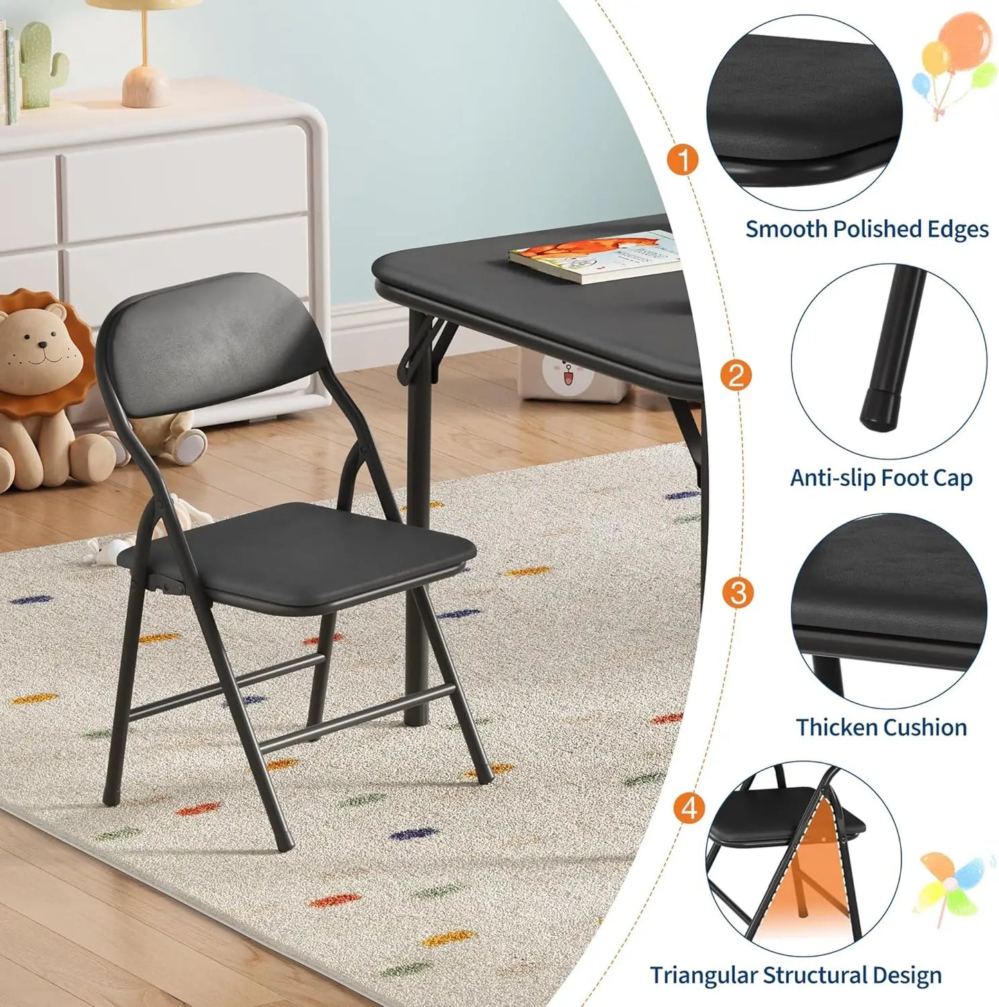 5-Piece Kids Folding Table & Chairs