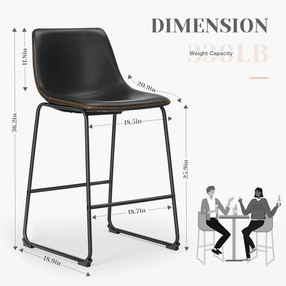 Set of 2 PU Leather Bar Stools