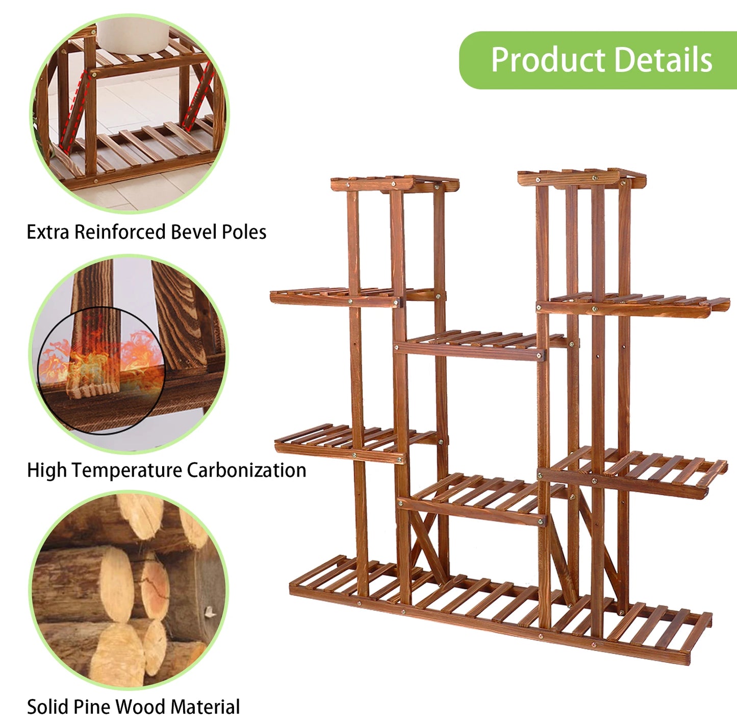 Multi-Tier Wooden Plant Shelf
