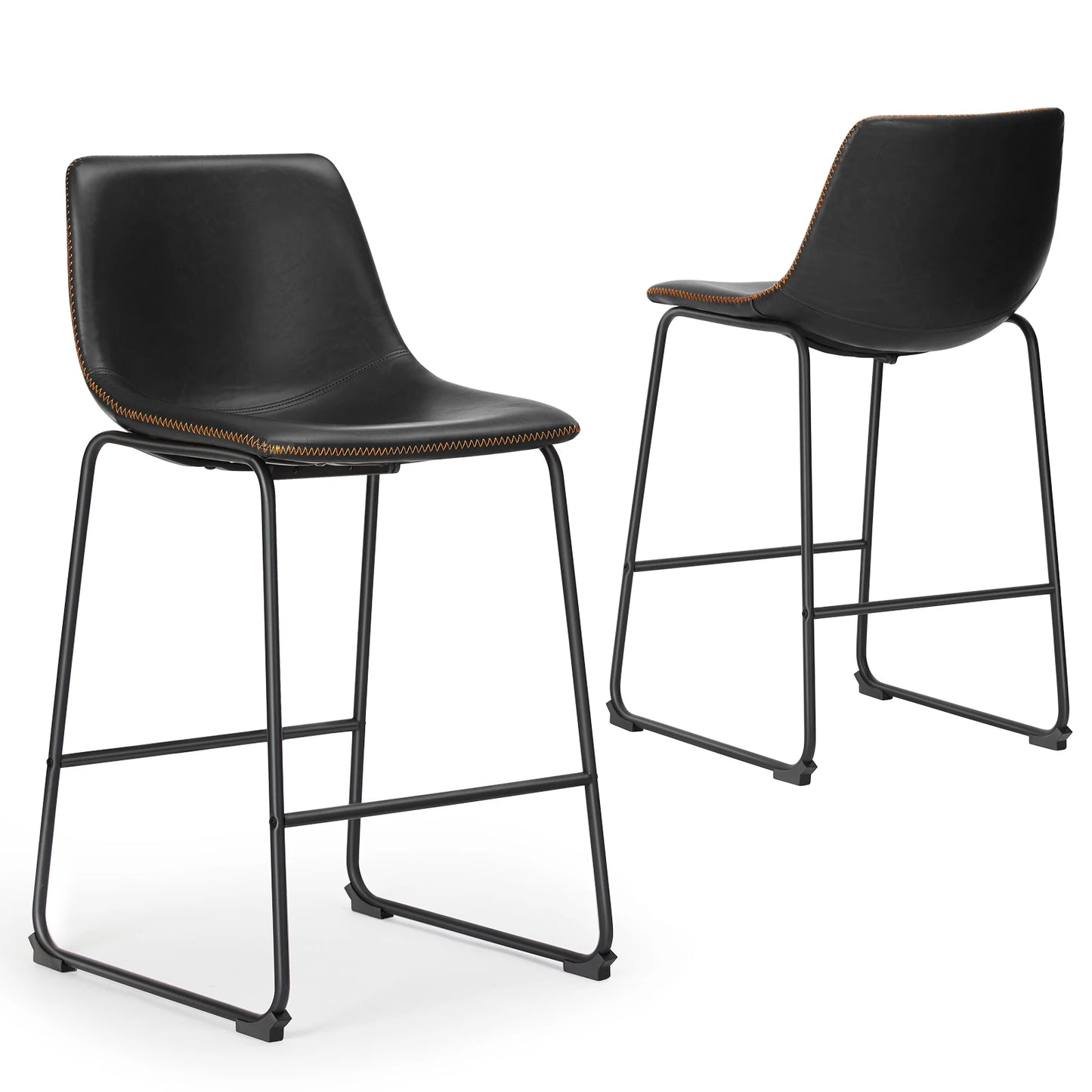 Set of 2 PU Leather Bar Stools