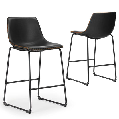 Set of 2 PU Leather Bar Stools