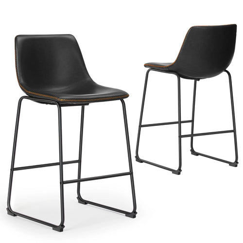 Set of 2 PU Leather Bar Stools