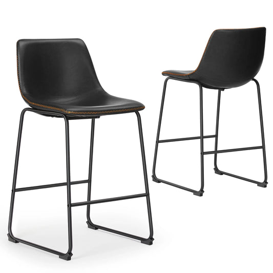 Set of 2 PU Leather Bar Stools