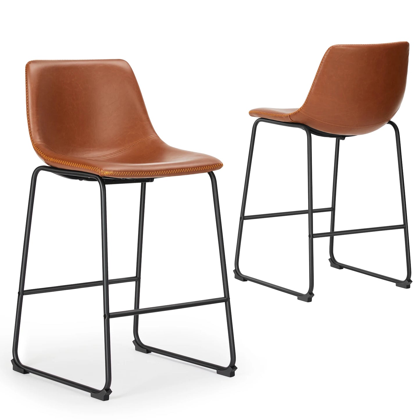 Set of 2 PU Leather Bar Stools