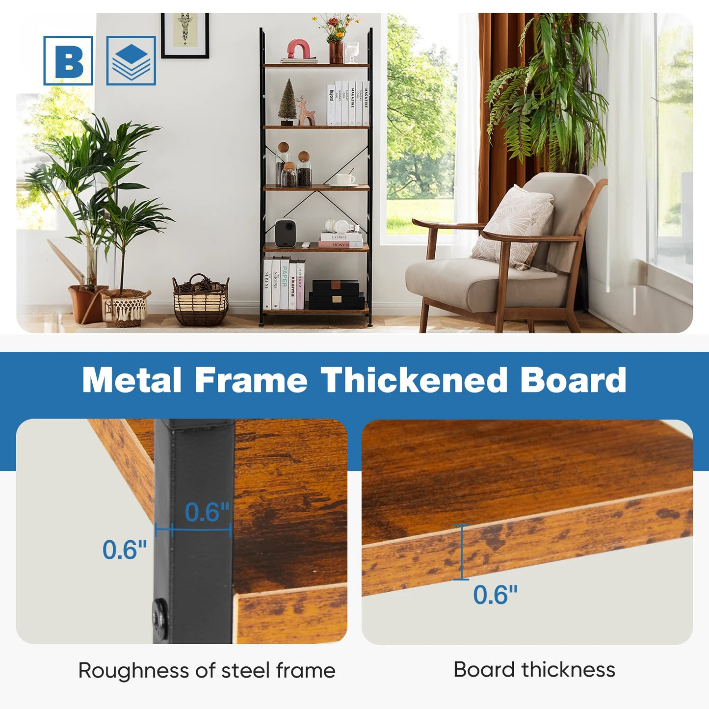5-Tier Modern Bookcase