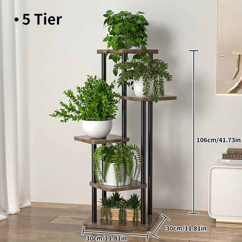 Multi-Tier Wooden Plant Stand