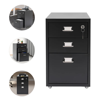 3-Tier Mobile Steel File Cabinet