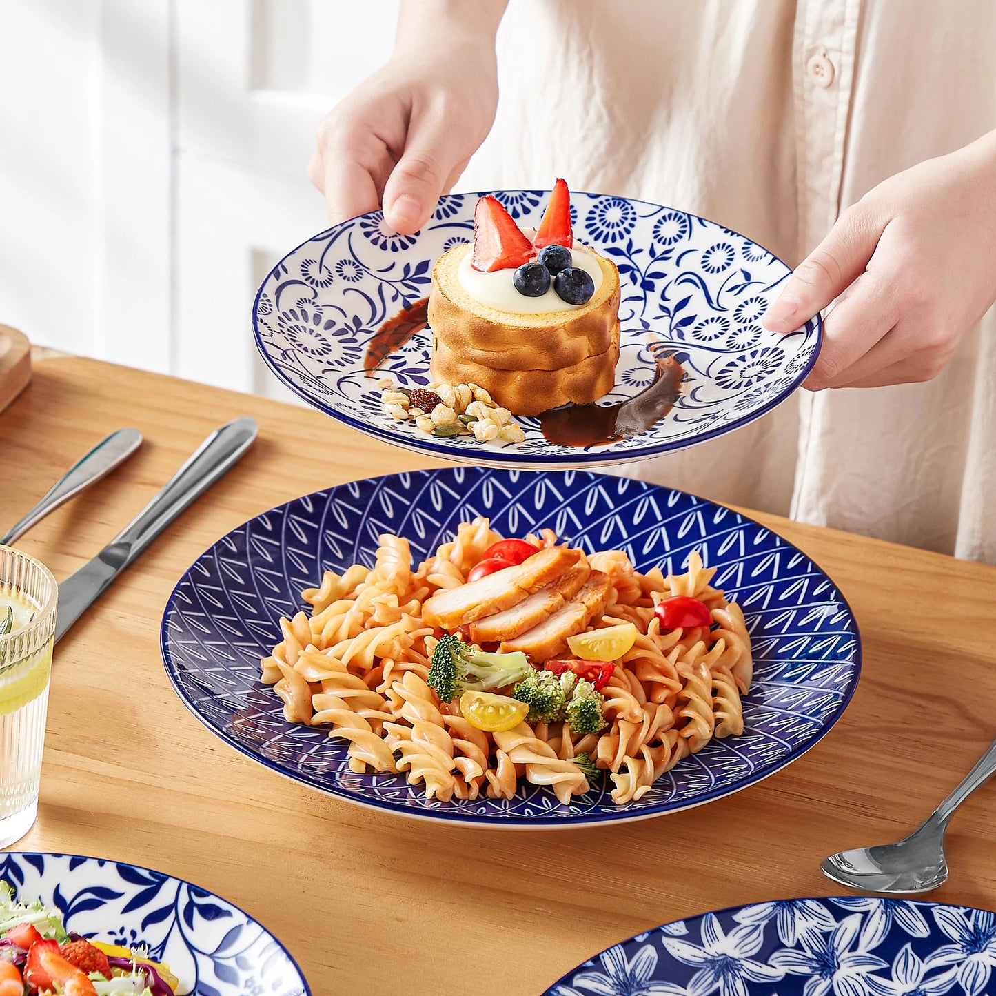 Blue & White Porcelain Tableware Set