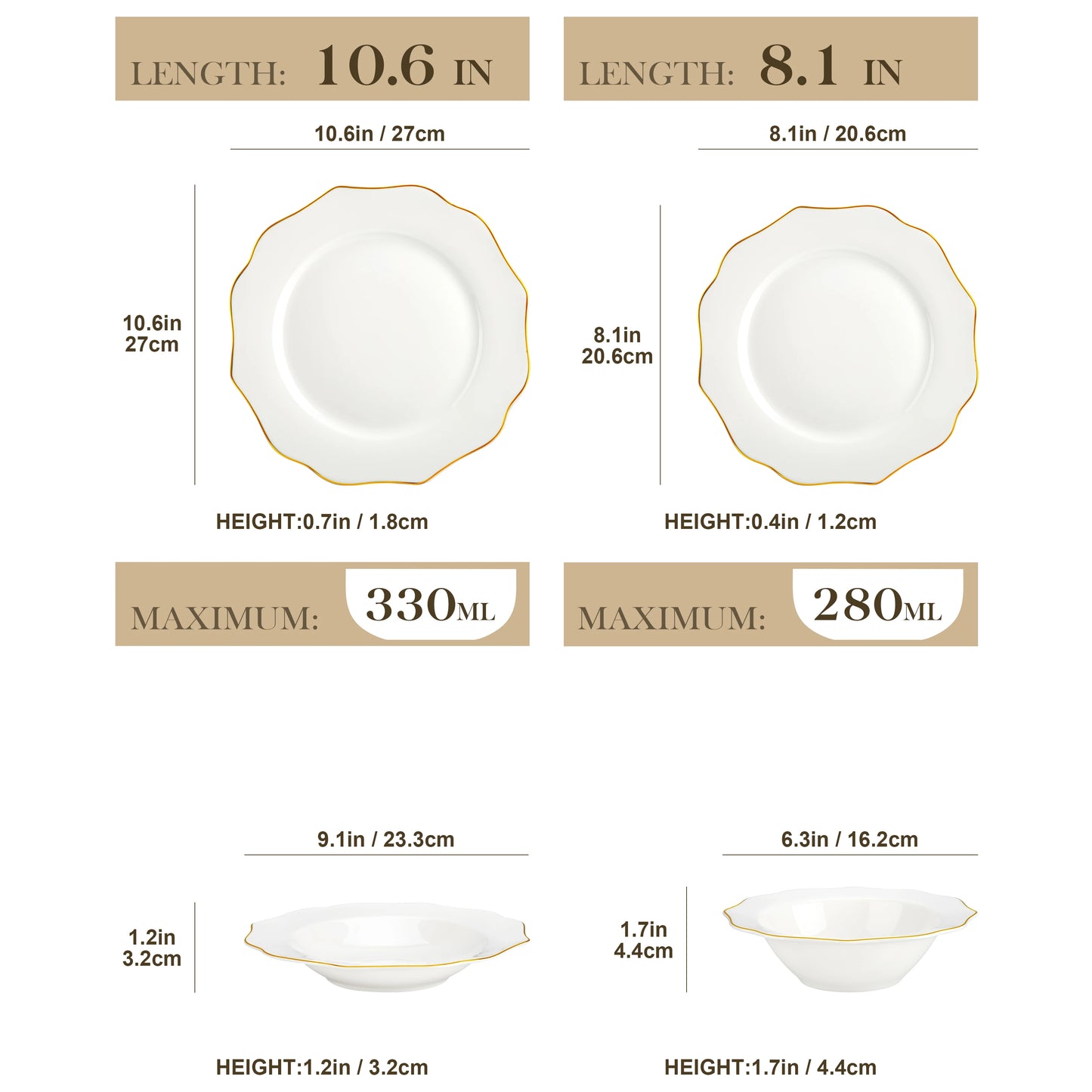 Golden Rim Porcelain Tableware Set