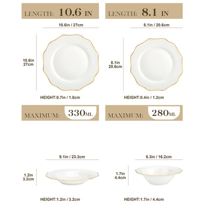 Golden Rim Porcelain Tableware Set