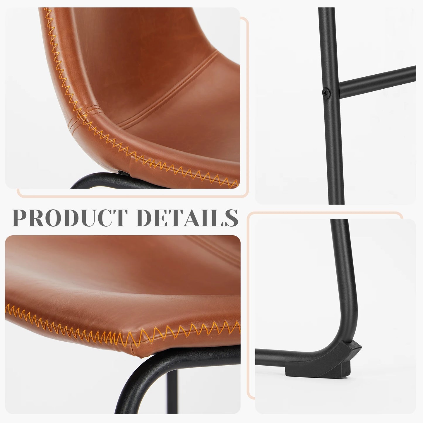 Set of 2 PU Leather Bar Stools