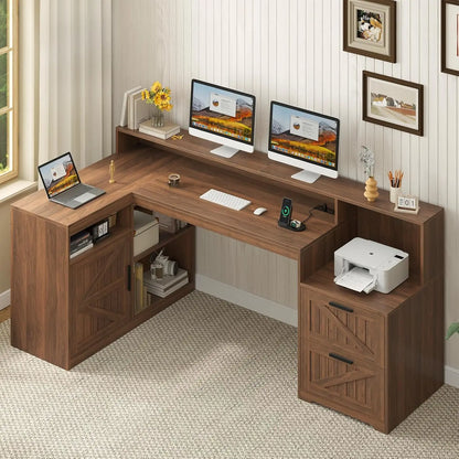 62-Inch Farmhouse L-Shaped Desk