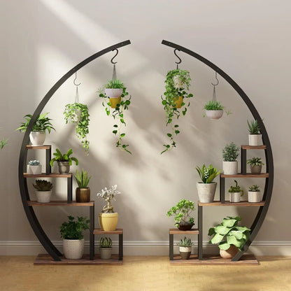 Set of 2 Half-Moon Plant Stands