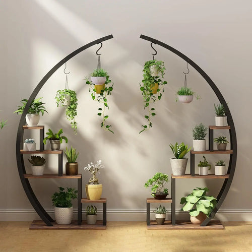 Set of 2 Half-Moon Plant Stands