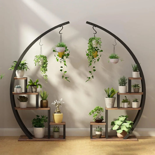 Set of 2 Half-Moon Plant Stands