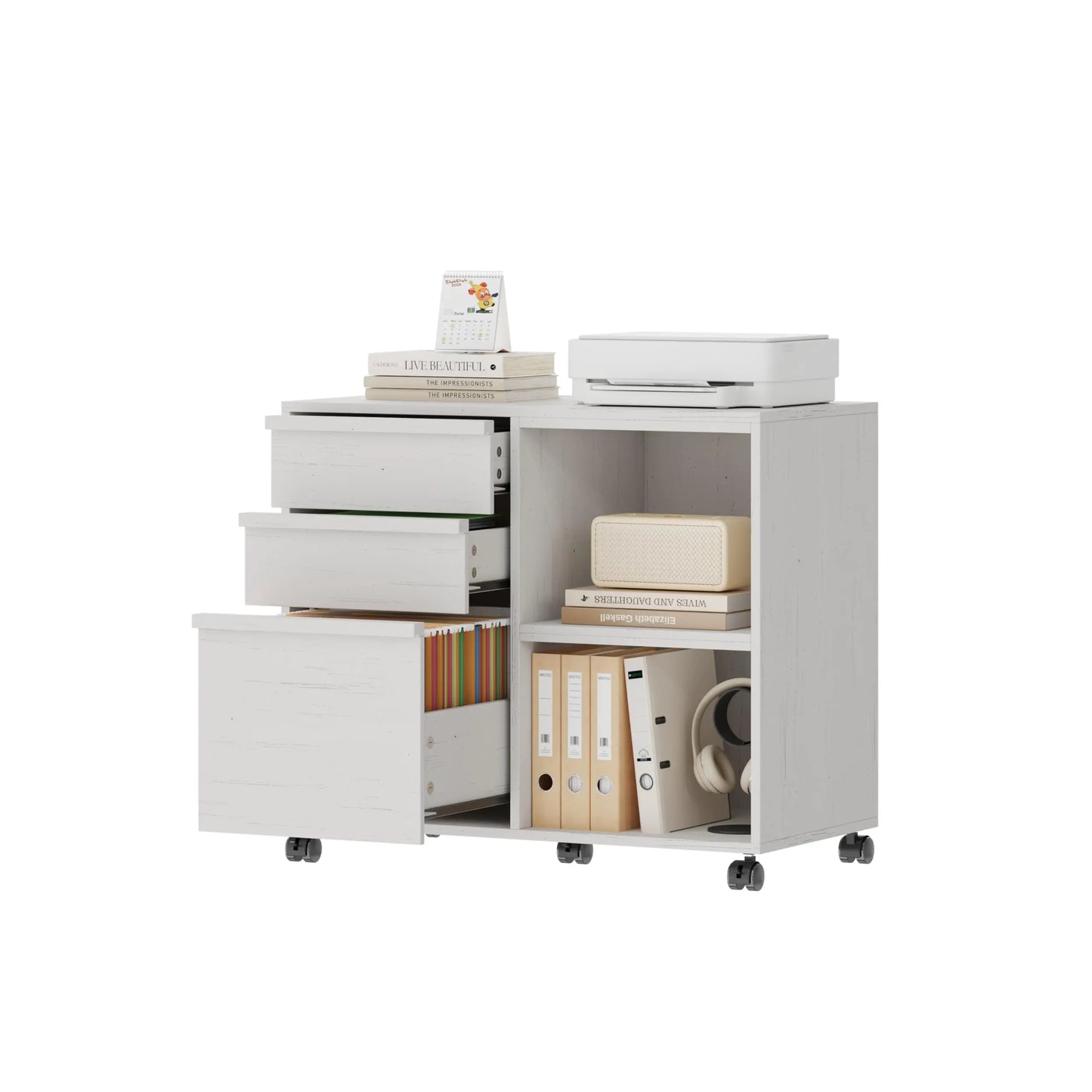 3-Drawer Rolling File Cabinet
