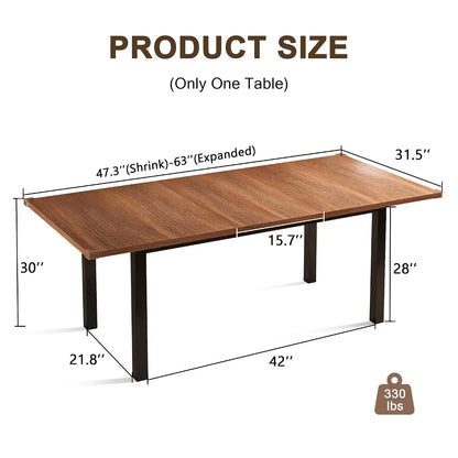 63-Inch Extendable Dining Table