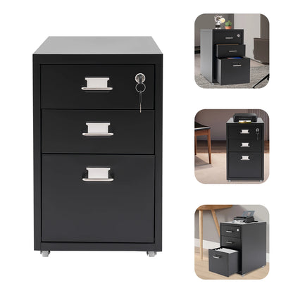 3-Tier Mobile Steel File Cabinet