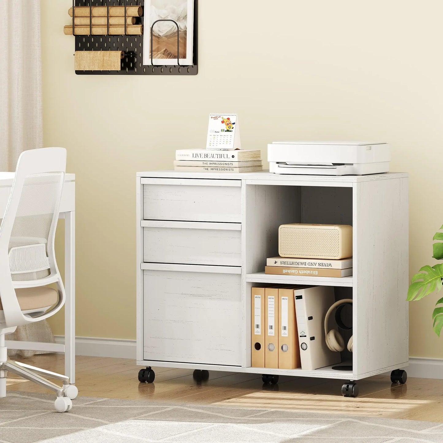 3-Drawer Rolling File Cabinet