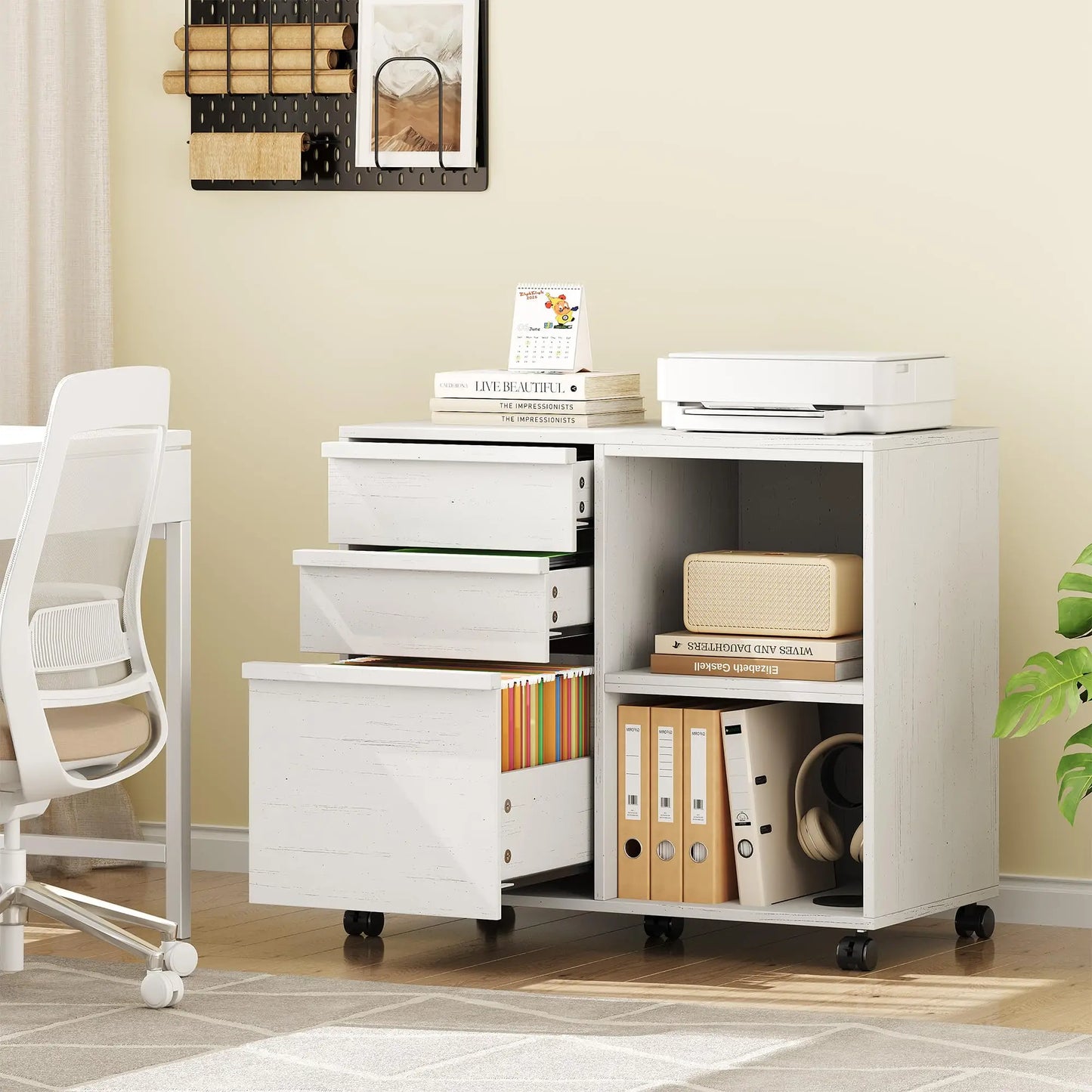 3-Drawer Rolling File Cabinet