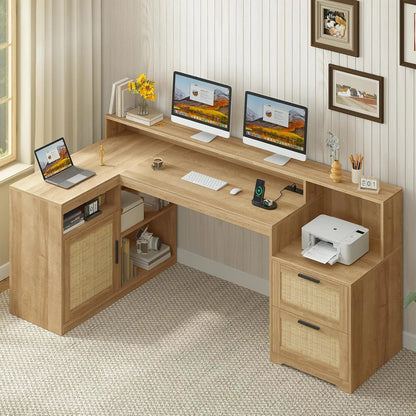 62-Inch Farmhouse L-Shaped Desk
