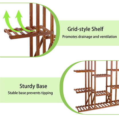 Multi-Tier Wooden Plant Shelf