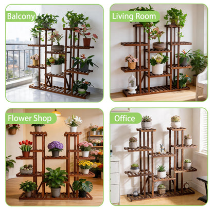 Multi-Tier Wooden Plant Shelf