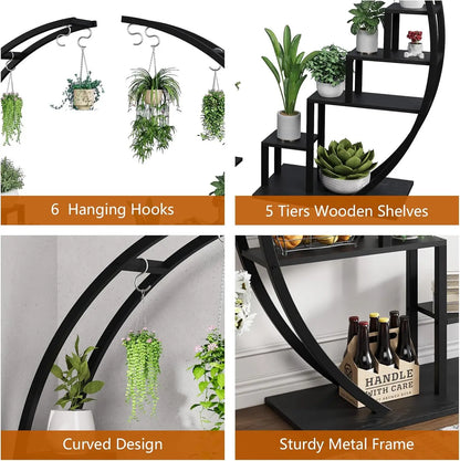 Set of 2 Half-Moon Plant Stands