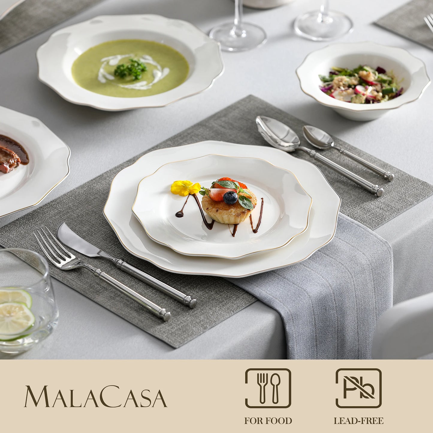 Golden Rim Porcelain Tableware Set