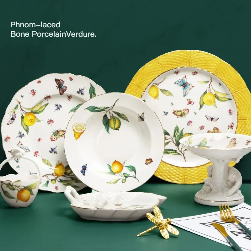 Lemon Pattern Ceramic Dinnerware