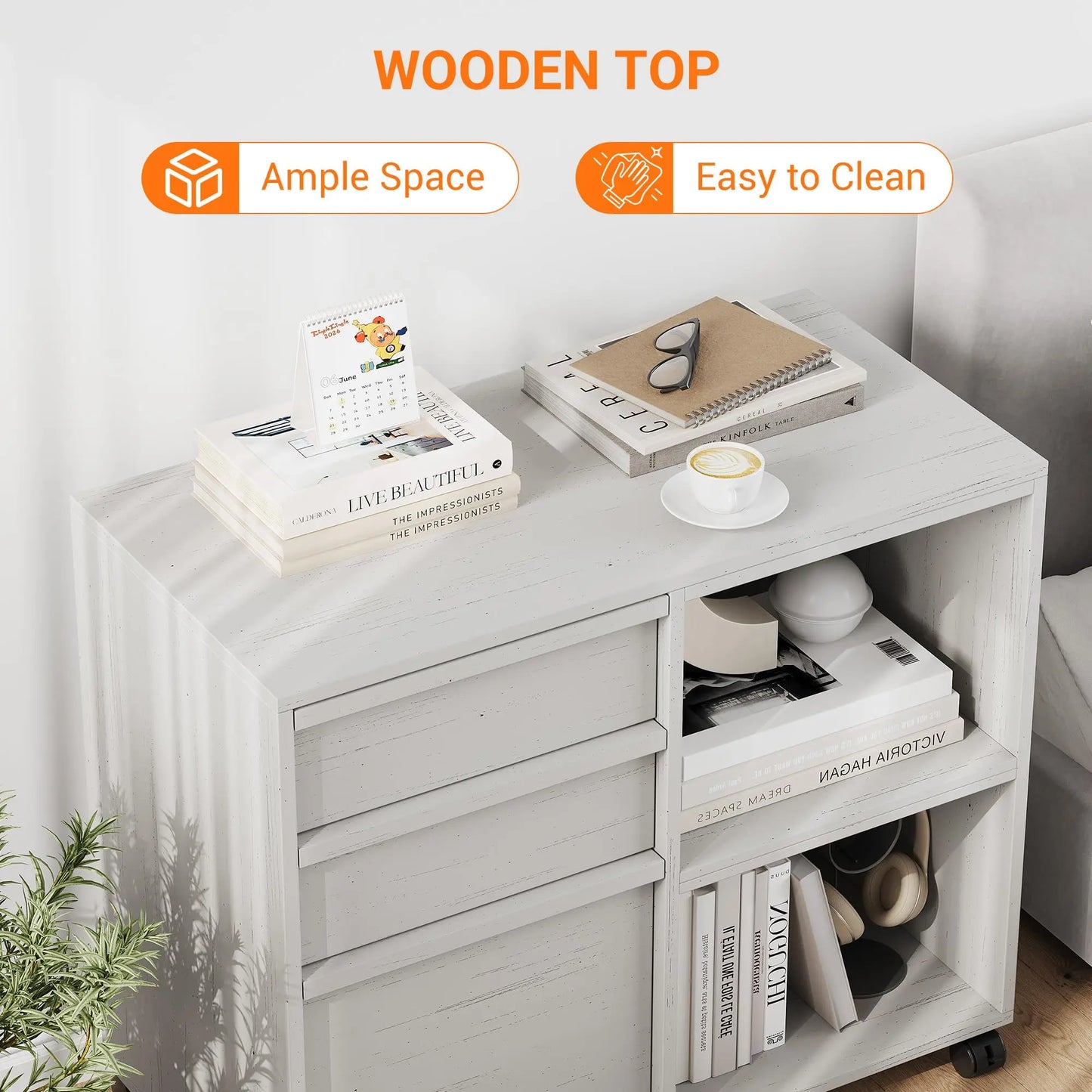 3-Drawer Rolling File Cabinet